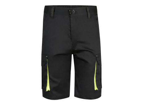 VL HEMERA. Zweifarbige Stretch-Bermudashorts mit mehreren Taschen (240 g/m²) aus Baumwolle (46 %), EME (38 %) und Polyester (16 %)