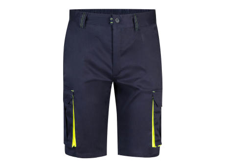 VL HEMERA. Zweifarbige Stretch-Bermudashorts mit mehreren Taschen (240 g/m²) aus Baumwolle (46 %), EME (38 %) und Polyester (16 %)