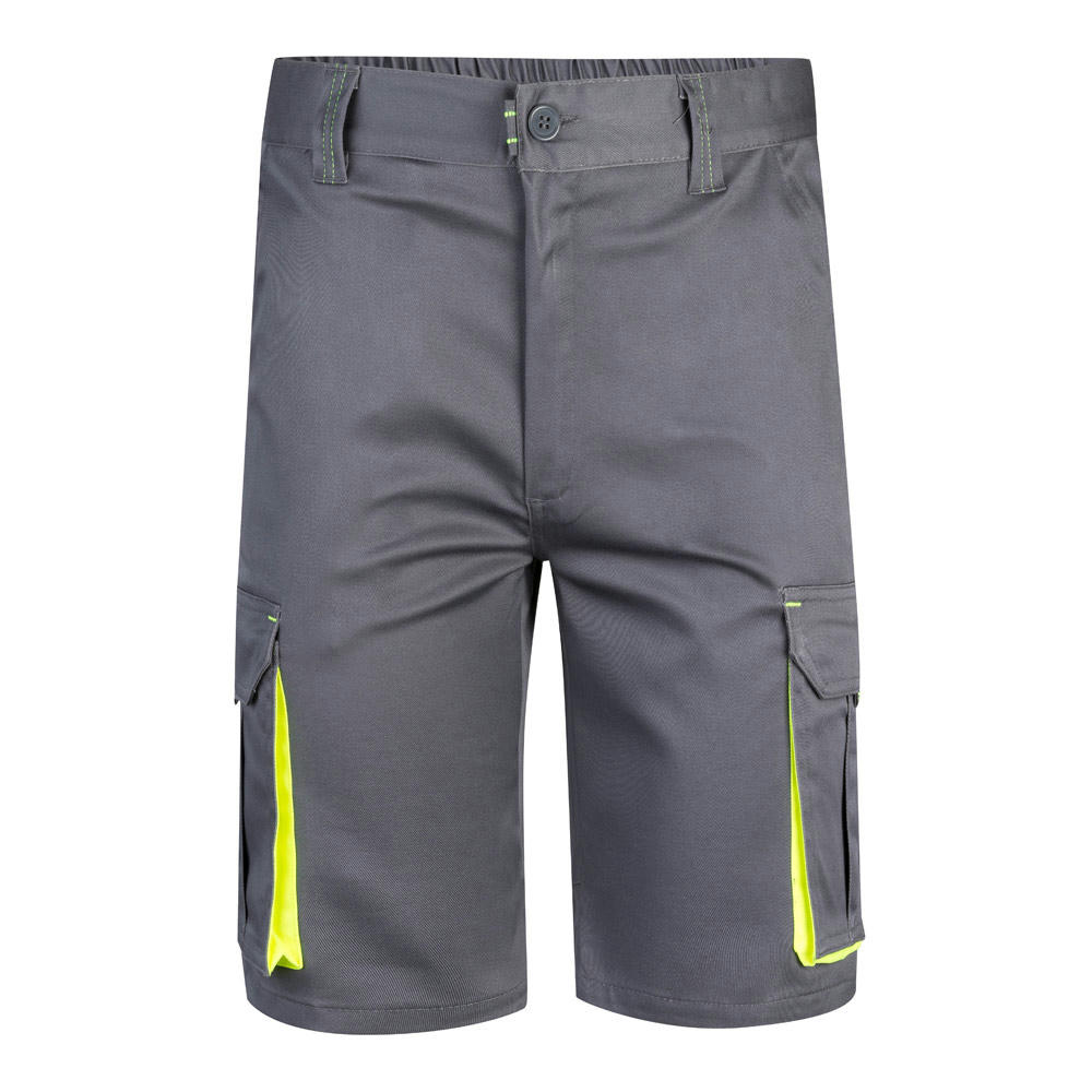 VL HEMERA. Zweifarbige Stretch-Bermudashorts mit mehreren Taschen (240 g/m²) aus Baumwolle (46 %), EME (38 %) und Polyester (16 %)