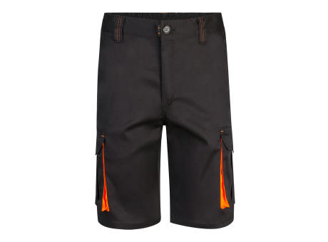 VL HEMERA. Zweifarbige Stretch-Bermudashorts mit mehreren Taschen (240 g/m²) aus Baumwolle (46 %), EME (38 %) und Polyester (16 %)