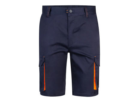 VL HEMERA. Zweifarbige Stretch-Bermudashorts mit mehreren Taschen (240 g/m²) aus Baumwolle (46 %), EME (38 %) und Polyester (16 %)