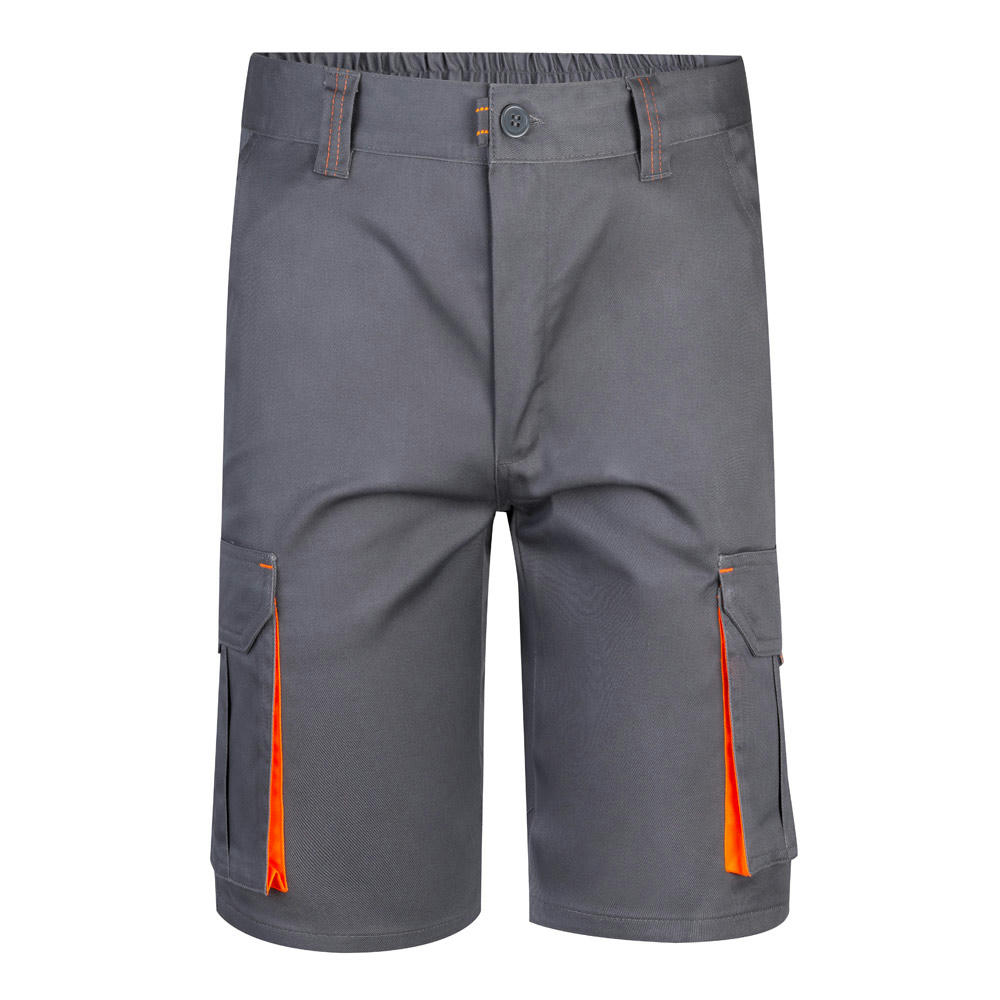 VL HEMERA. Zweifarbige Stretch-Bermudashorts mit mehreren Taschen (240 g/m²) aus Baumwolle (46 %), EME (38 %) und Polyester (16 %)