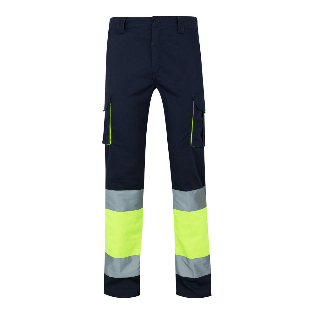 VL ZEUS LARGE. Zweifarbige Stretch-Hose mit mehreren Taschen (240 g/m²), aus Baumwolle (46 %), EME (38 %) und Polyester (16 %)