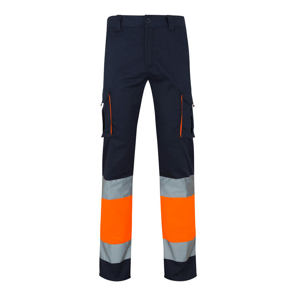 VL ZEUS LARGE. Zweifarbige Stretch-Hose mit mehreren Taschen (240 g/m²), aus Baumwolle (46 %), EME (38 %) und Polyester (16 %)