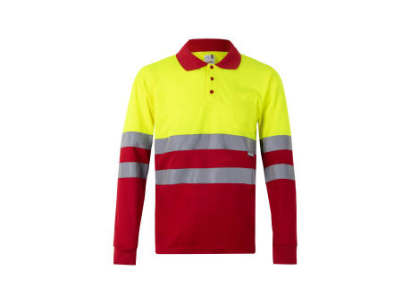 VL VULCAN. Zweifarbiges Poloshirt im Bird-Eye-Design (160g/m²) mit langen Ärmeln, aus Polyester (100%)