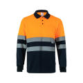 VL VULCAN. Zweifarbiges Poloshirt im Bird-Eye-Design (160g/m²) mit langen Ärmeln, aus Polyester (100%)