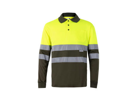 VL VULCAN. Zweifarbiges Poloshirt im Bird-Eye-Design (160g/m²) mit langen Ärmeln, aus Polyester (100%)