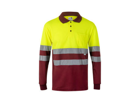 VL VULCAN. Zweifarbiges Poloshirt im Bird-Eye-Design (160g/m²) mit langen Ärmeln, aus Polyester (100%)