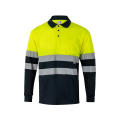 VL VULCAN LARGE. Zweifarbiges Poloshirt im Bird-Eye-Design (160g/m²) mit langen Ärmeln, aus Polyester (100%)