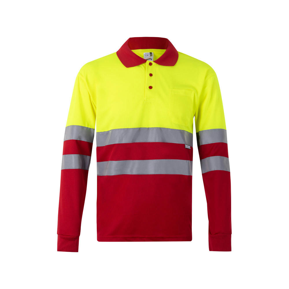 VL VULCAN LARGE. Zweifarbiges Poloshirt im Bird-Eye-Design (160g/m²) mit langen Ärmeln, aus Polyester (100%)