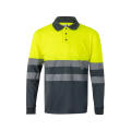 VL VULCAN LARGE. Zweifarbiges Poloshirt im Bird-Eye-Design (160g/m²) mit langen Ärmeln, aus Polyester (100%)