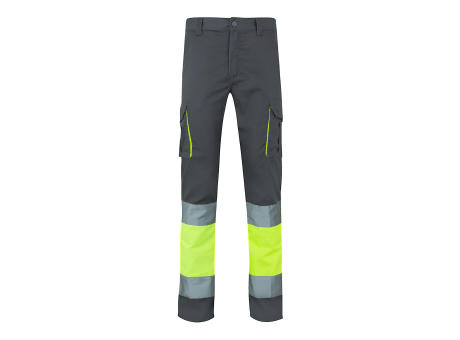 VL ZEUS. Zweifarbige Stretch-Hose mit mehreren Taschen (240 g/m²), aus Baumwolle (46 %), EME (38 %) und Polyester (16 %)