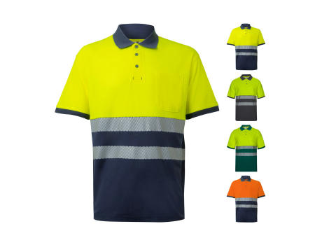 VL ACHELOUS. Zweifarbiges Piqué-Poloshirt (150g/m²) mit kurzen Ärmeln, aus Baumwolle (55%) und Polyester (45%)