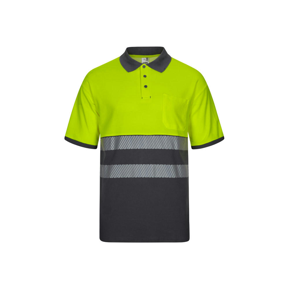 VL ACHELOUS. Zweifarbiges Piqué-Poloshirt (150g/m²) mit kurzen Ärmeln, aus Baumwolle (55%) und Polyester (45%)