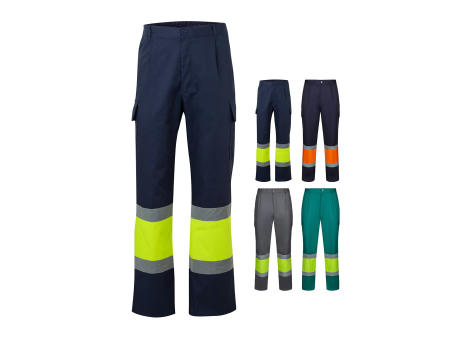 VL ARTEMIS. Zweifarbige Hose aus Twill (190g/m²), Baumwolle (20%) und Polyester (80%)