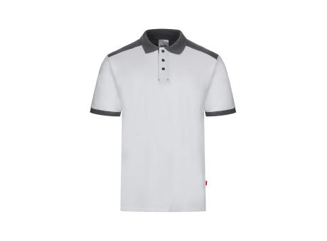 VL VELES. Zweifarbiges Stretch-Piqué-Poloshirt (200 g/m²) mit kurzen Ärmeln, aus Polyester (96 %) und Elastan (4 %)