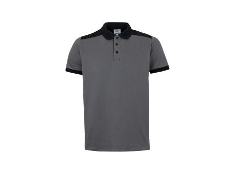 VL VELES. Zweifarbiges Stretch-Piqué-Poloshirt (200 g/m²) mit kurzen Ärmeln, aus Polyester (96 %) und Elastan (4 %)