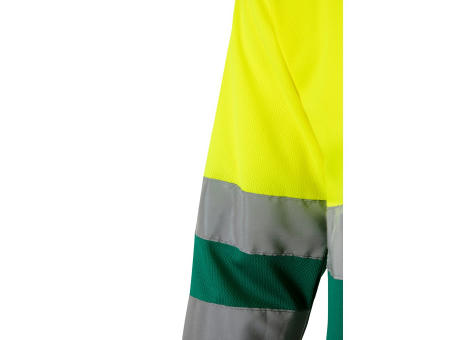 VL VULCAN. Zweifarbiges Poloshirt im Bird-Eye-Design (160g/m²) mit langen Ärmeln, aus Polyester (100%)