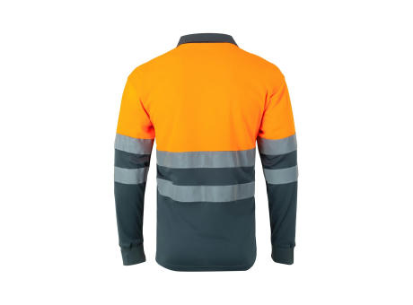 VL VULCAN. Zweifarbiges Poloshirt im Bird-Eye-Design (160g/m²) mit langen Ärmeln, aus Polyester (100%)