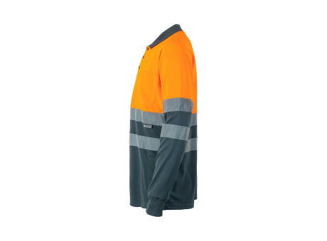 VL VULCAN. Zweifarbiges Poloshirt im Bird-Eye-Design (160g/m²) mit langen Ärmeln, aus Polyester (100%)
