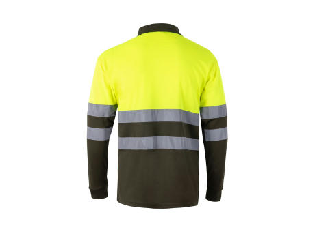 VL VULCAN. Zweifarbiges Poloshirt im Bird-Eye-Design (160g/m²) mit langen Ärmeln, aus Polyester (100%)