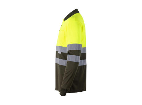 VL VULCAN. Zweifarbiges Poloshirt im Bird-Eye-Design (160g/m²) mit langen Ärmeln, aus Polyester (100%)