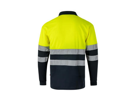 VL VULCAN LARGE. Zweifarbiges Poloshirt im Bird-Eye-Design (160g/m²) mit langen Ärmeln, aus Polyester (100%)