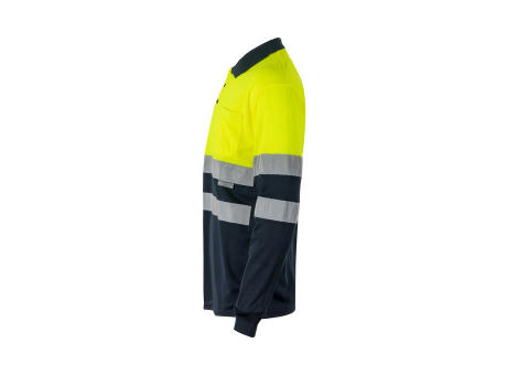 VL VULCAN LARGE. Zweifarbiges Poloshirt im Bird-Eye-Design (160g/m²) mit langen Ärmeln, aus Polyester (100%)