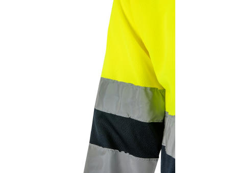 VL VULCAN LARGE. Zweifarbiges Poloshirt im Bird-Eye-Design (160g/m²) mit langen Ärmeln, aus Polyester (100%)