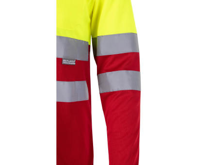 VL VULCAN LARGE. Zweifarbiges Poloshirt im Bird-Eye-Design (160g/m²) mit langen Ärmeln, aus Polyester (100%)