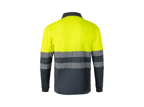 VL VULCAN LARGE. Zweifarbiges Poloshirt im Bird-Eye-Design (160g/m²) mit langen Ärmeln, aus Polyester (100%)