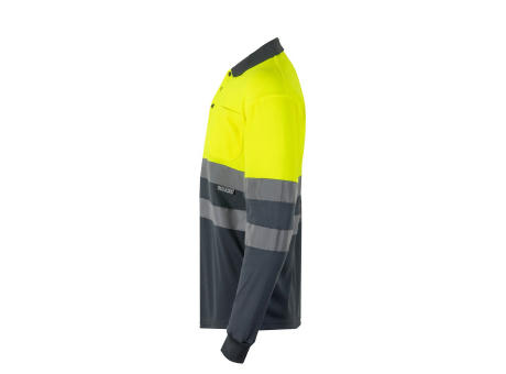 VL VULCAN LARGE. Zweifarbiges Poloshirt im Bird-Eye-Design (160g/m²) mit langen Ärmeln, aus Polyester (100%)