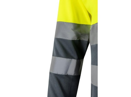 VL VULCAN LARGE. Zweifarbiges Poloshirt im Bird-Eye-Design (160g/m²) mit langen Ärmeln, aus Polyester (100%)