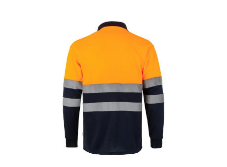 VL VULCAN LARGE. Zweifarbiges Poloshirt im Bird-Eye-Design (160g/m²) mit langen Ärmeln, aus Polyester (100%)