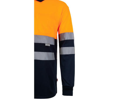VL VULCAN LARGE. Zweifarbiges Poloshirt im Bird-Eye-Design (160g/m²) mit langen Ärmeln, aus Polyester (100%)