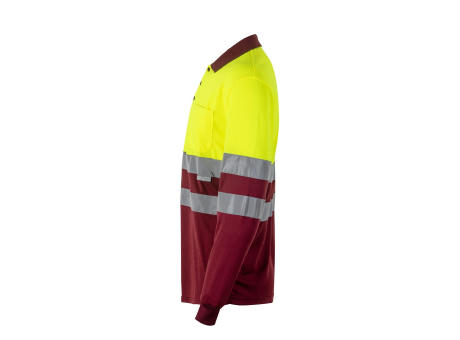 VL VULCAN LARGE. Zweifarbiges Poloshirt im Bird-Eye-Design (160g/m²) mit langen Ärmeln, aus Polyester (100%)