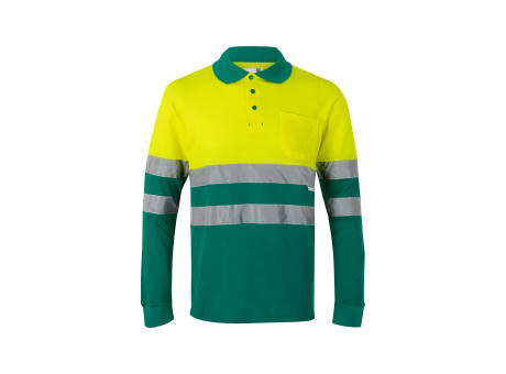 VL PLUTO. Zweifarbiges Piqué-Poloshirt (150g/m²) mit langen Ärmeln, aus Baumwolle (55%) und Polyester (45%)