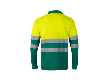 VL PLUTO. Zweifarbiges Piqué-Poloshirt (150g/m²) mit langen Ärmeln, aus Baumwolle (55%) und Polyester (45%)