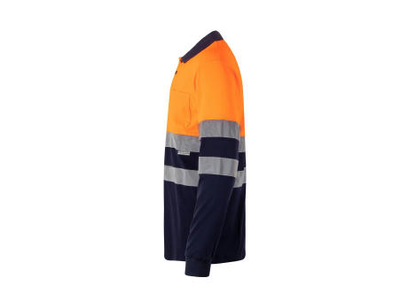 VL PLUTO LARGE. Zweifarbiges Piqué-Poloshirt (150g/m²) mit langen Ärmeln, aus Baumwolle (55%) und Polyester (45%)
