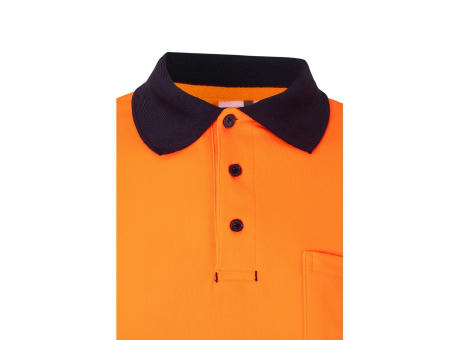 VL PLUTO LARGE. Zweifarbiges Piqué-Poloshirt (150g/m²) mit langen Ärmeln, aus Baumwolle (55%) und Polyester (45%)