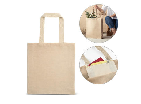 PADOVA. Juco Tragetasche (275 g/m²) mit Innentasche aus 100% Baumwolle (120 g/m²)