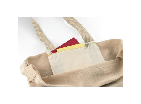 PADOVA. Juco Tragetasche (275 g/m²) mit Innentasche aus 100% Baumwolle (120 g/m²)
