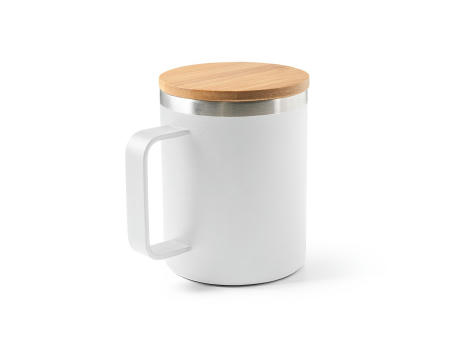 LAUDA. Becher aus 90% recyceltem Edelstahl mit Bambusdeckel 420 mL