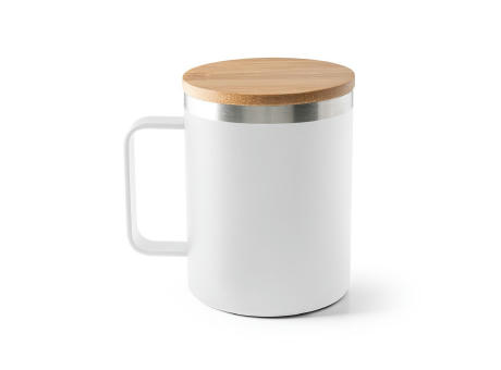 LAUDA. Becher aus 90% recyceltem Edelstahl mit Bambusdeckel 420 mL