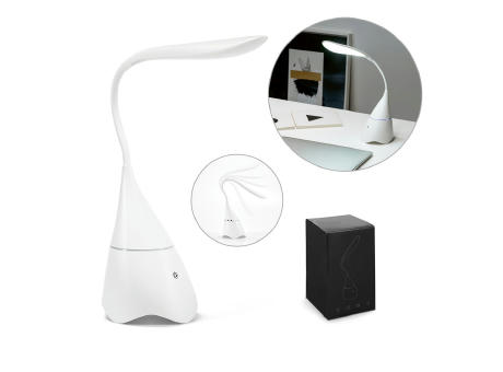 GRAHAME. Tragbare Schreibtischlampe mit Lautsprecher und 5 Stunden Akkulaufzeit aus Recyceltes ABS (100% rABS)