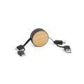RUBINS. 6-in-1-USB-Kabel ausziehbar aus Recyceltes ABS (100% rABS) und Bambus