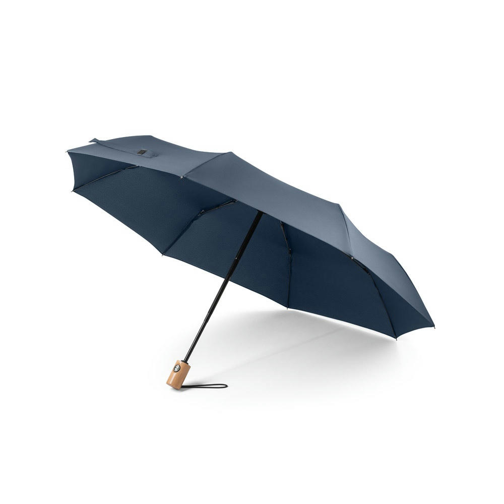 RIVER. Faltbarer Regenschirm aus recyceltem Polyester (100% rPET) 190T Pongé mit automatischer Öffnung und Schließung