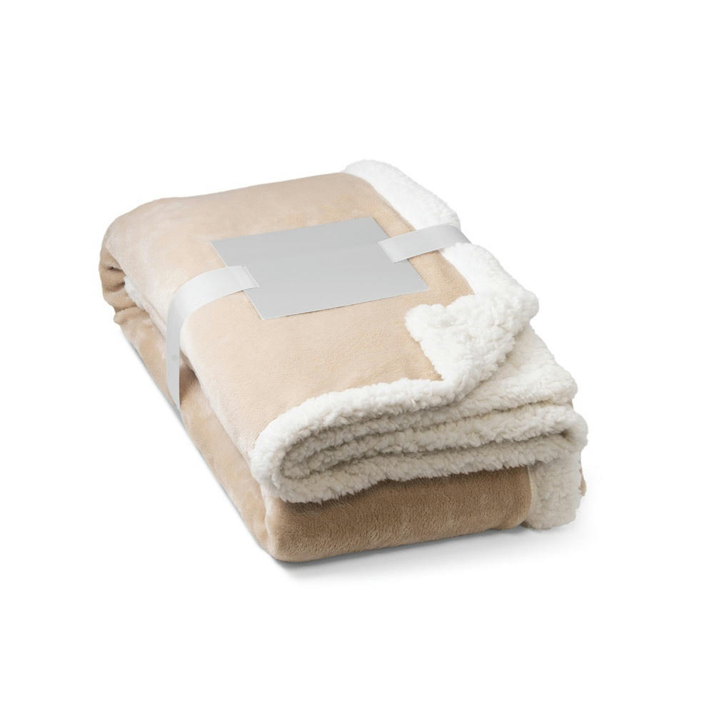 HEIDEN. Wendbare Fleecedecke (190 g/m²) mit Satinband und personalisierter Karte