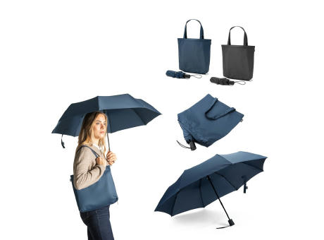 SKYLAR. 2-in-1-Regenschirm mit Einkaufstasche inklusive. Dieser ist aus recyceltem Polyester