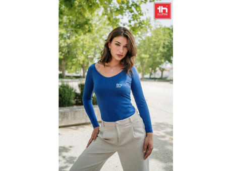THC BUCHAREST WOMEN. Langärmeliges tailliertes T-Shirt für Frauen aus Baumwolle